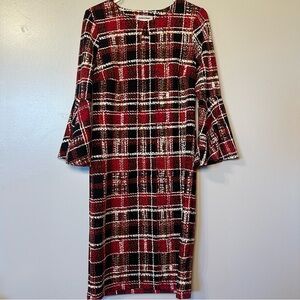 Shelby‎ & Palmer Women's Dress Size 10 Retro Plaid Bell  Sleeves Hippie 60s Core